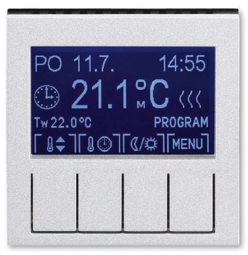 Терморегулятор программируемый без рамки без датчика ABB EPJ Levit 16А серебро/дымчатый чёрный картинка